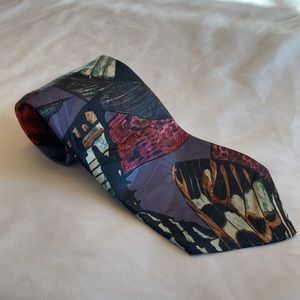 Vintage Florenzi Collection Mens Multicolored Floral Print 100% Polyester Tie